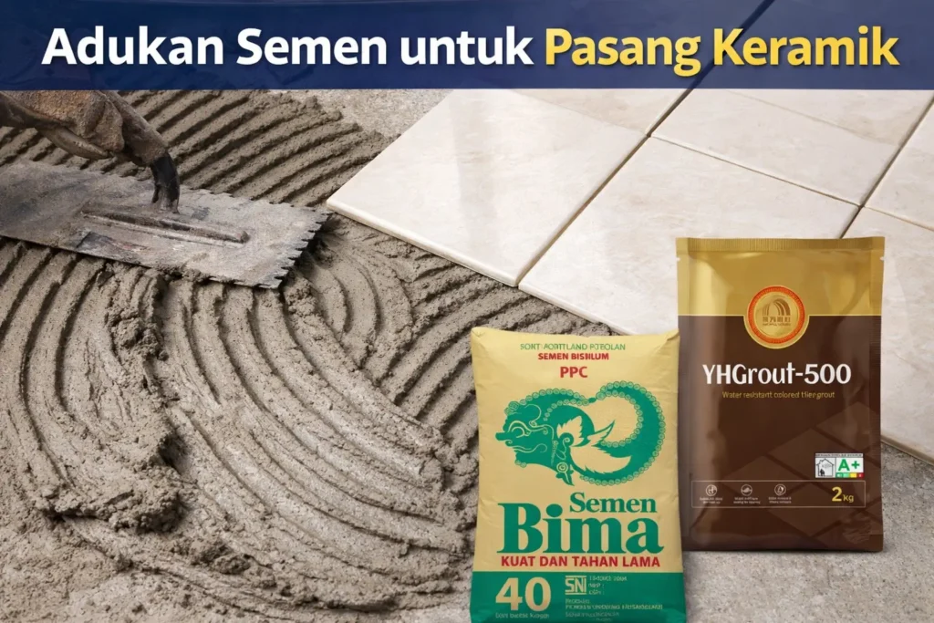 adukan semen untuk pasang keramik