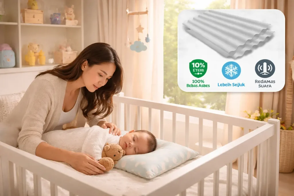 atap gelombang aman rumah bayi